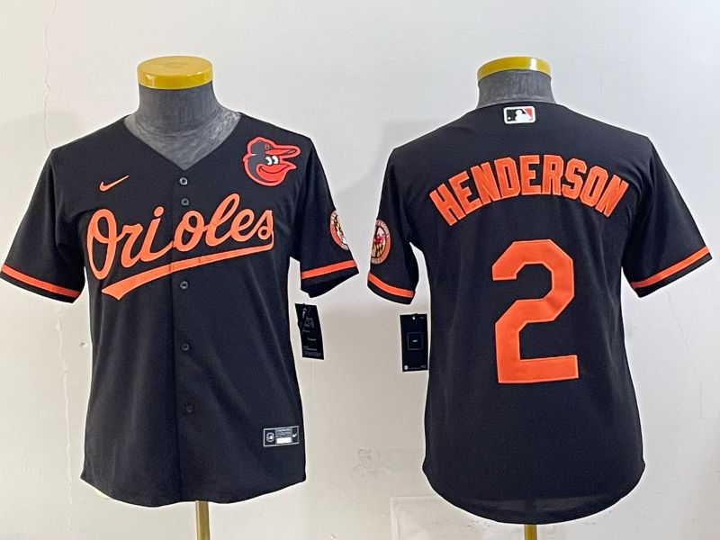 Youth 2025 Baltimore Orioles #2 Henderson Black Nike MLB Jersey 010